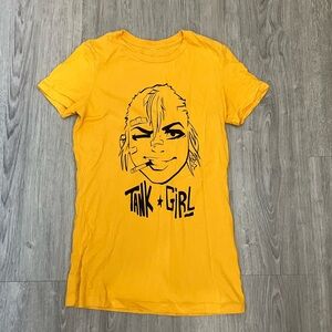 Yellow Graphic Tee with Tank Girl Design
